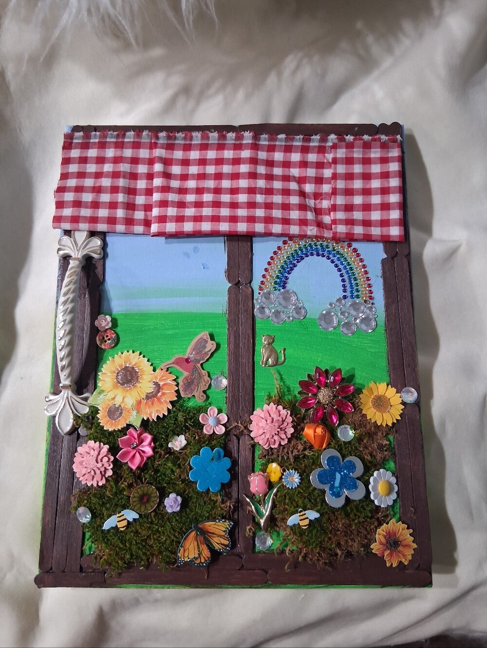 Floral Mixed Media Decorative Canvas with Bright Flowers